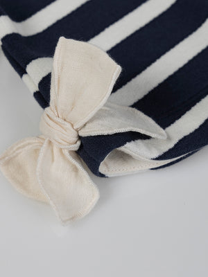 NAVY BLUE STRIPED SWEATSHIRT WITH BOW DETAIL