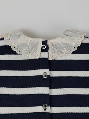 NAVY BLUE STRIPED SWEATSHIRT WITH BOW DETAIL