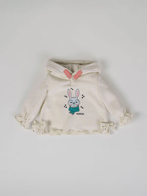 SUDADERA CAPUCHA ESTAMPADO RABBIT BLANCO ROTO