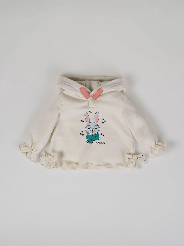 SUDADERA CAPUCHA ESTAMPADO RABBIT BLANCO ROTO