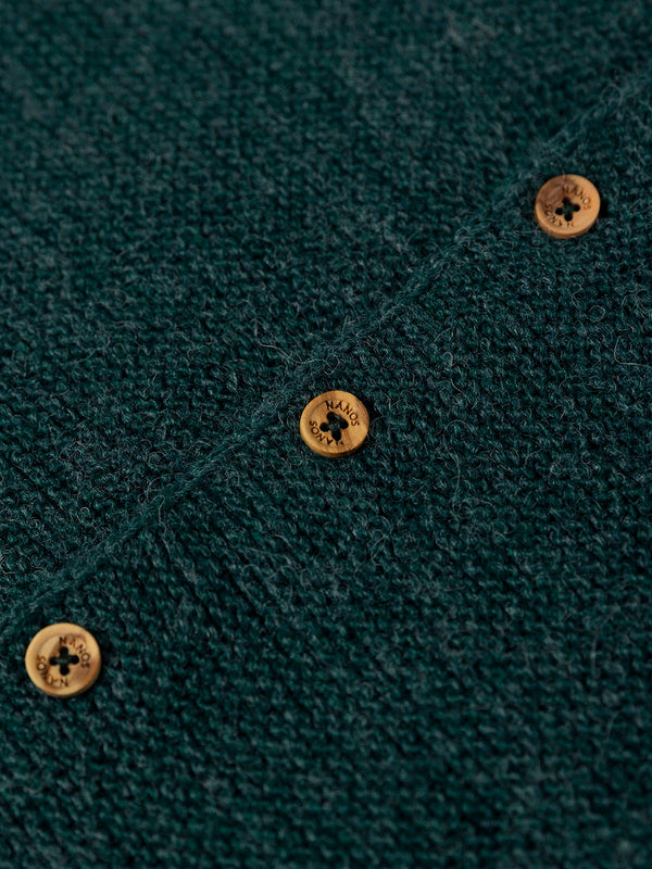 LONG JACKET WITH CONTRAST BUTTONS IN BOTTLE GREEN