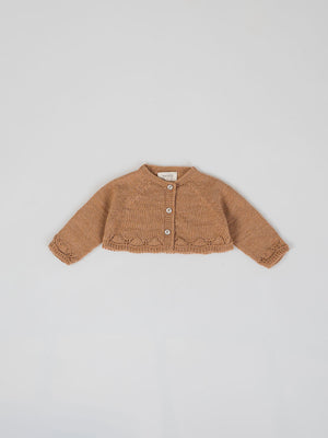 CARAMEL CROPPED LINK KNITTED JACKET