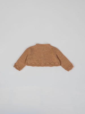 CARAMEL CROPPED LINK KNITTED JACKET