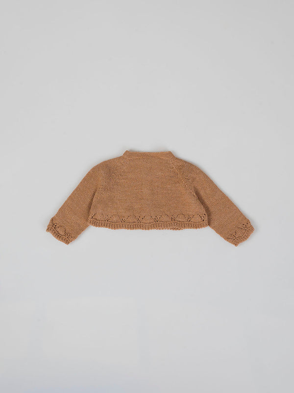 CARAMEL CROPPED LINK KNITTED JACKET