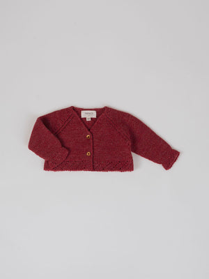 SHORT KNITTED JACKET WITH BOTTOM RUFFLE CHERRY