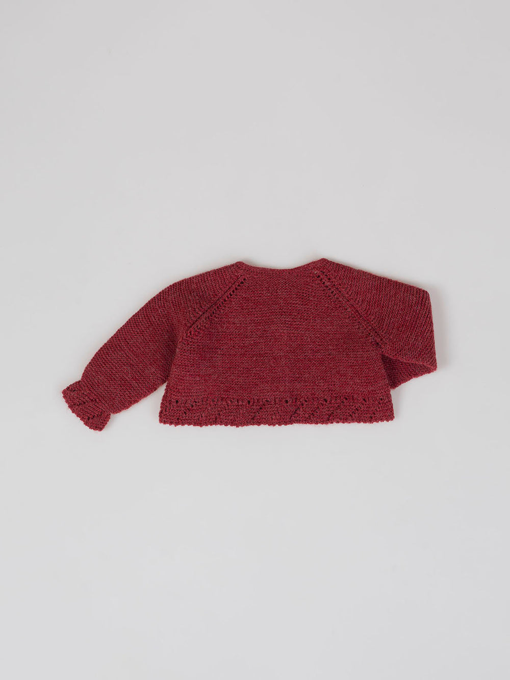 SHORT KNITTED JACKET WITH BOTTOM RUFFLE CHERRY