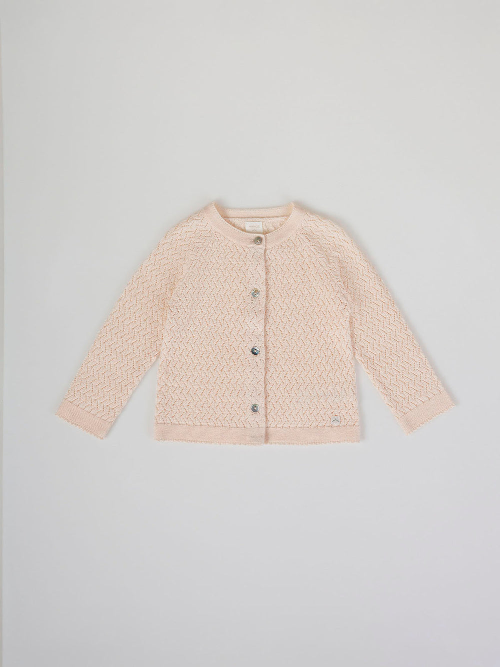 PEACH OPENWORK KNITTED CARDIGAN