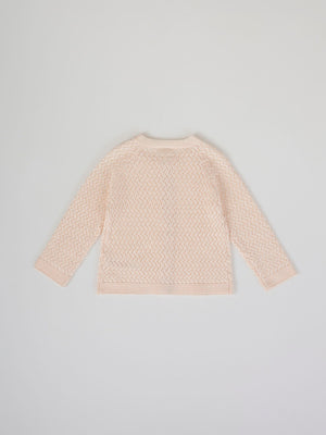 PEACH OPENWORK KNITTED CARDIGAN