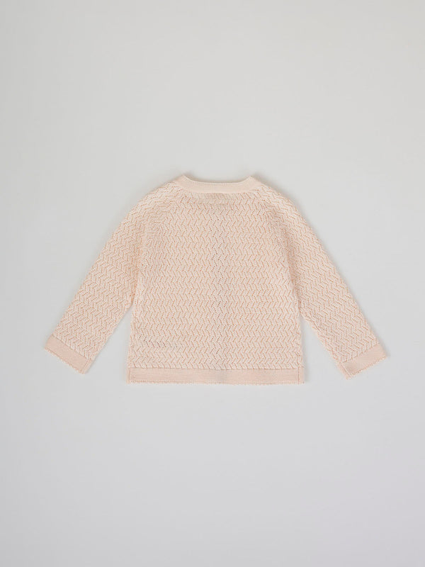 PEACH OPENWORK KNITTED CARDIGAN