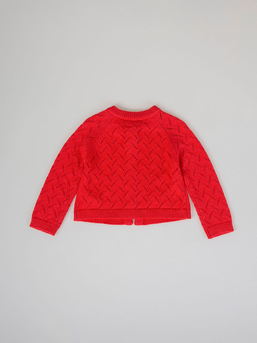 OPENWORK KNITTED CARDIGAN WITH STRAWBERRY BUTTON