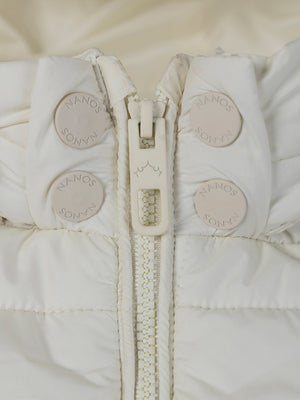 IVORY DOWN JACKET WITH REMOVABLE FUR HOOD