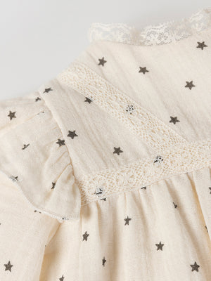 MINI WITH RUFFLED PANTIES STAR PRINT CREAM