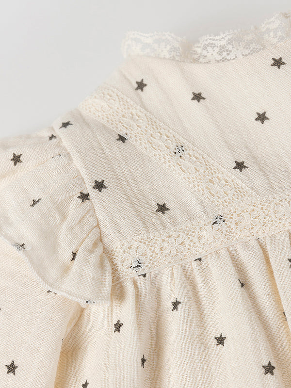 MINI WITH RUFFLED PANTIES STAR PRINT CREAM