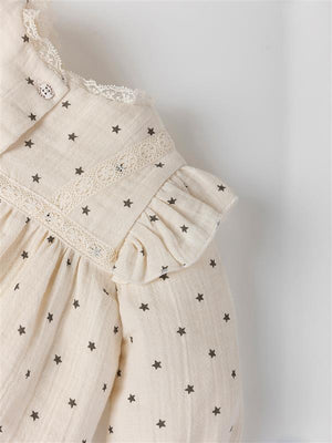 MINI WITH RUFFLED PANTIES STAR PRINT CREAM