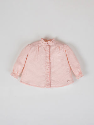 POWDER PINK PLATED RUFFLE BLOUSE