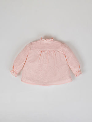 POWDER PINK PLATED RUFFLE BLOUSE