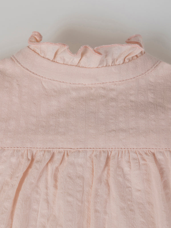 POWDER PINK PLATED RUFFLE BLOUSE