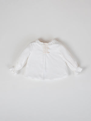 BLUSA CUELLO VOLANTE BLANCO PURO