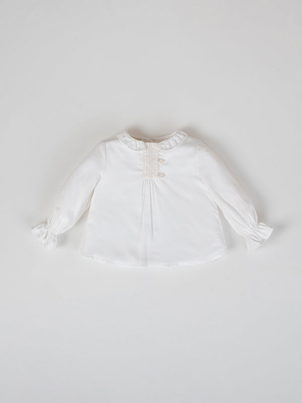 BLUSA CUELLO VOLANTE BLANCO PURO