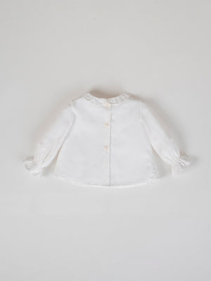 BLUSA CUELLO VOLANTE BLANCO PURO