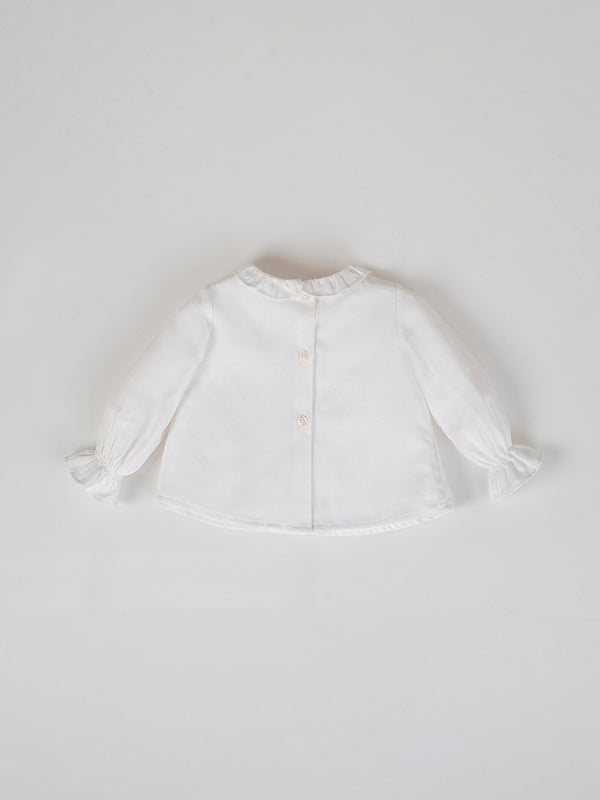 BLUSA CUELLO VOLANTE BLANCO PURO