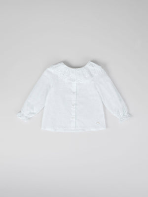 PLUMETI MAXI COLLAR BLOUSE IN PURE WHITE