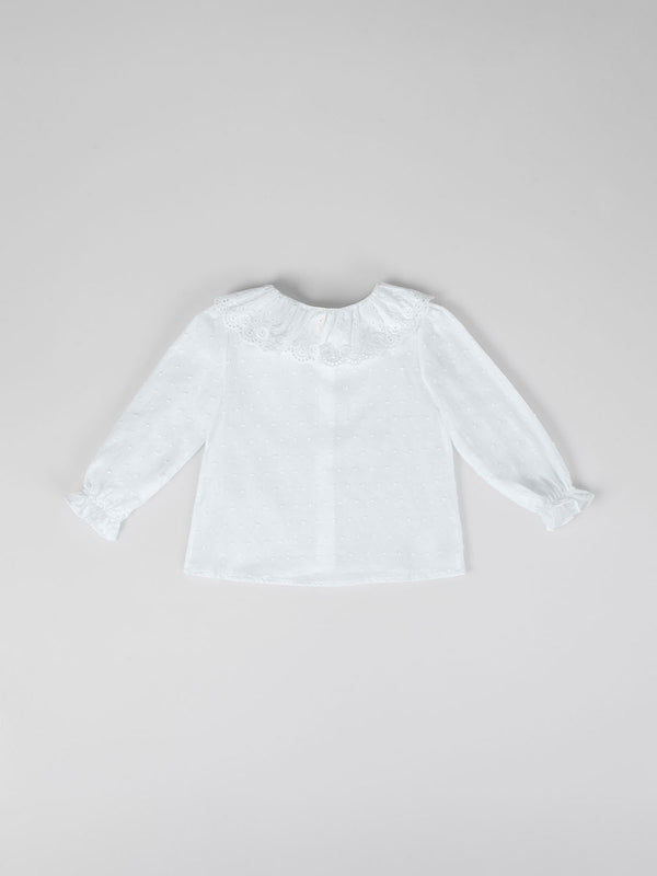 PLUMETI MAXI COLLAR BLOUSE IN PURE WHITE