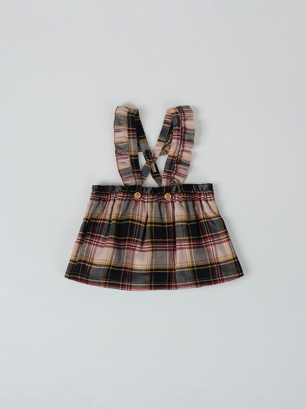 MULTICOLOR LARGE CHECKED STRAP SKIRT