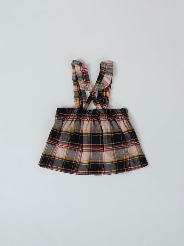 MULTICOLOR LARGE CHECKED STRAP SKIRT