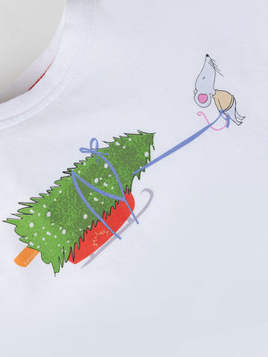 CAMISETA MANGA LARGA RATON NAVIDEÑO BLANCO PURO