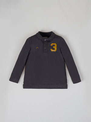 LONG SLEEVE POLO PATCH Nº3 ANTHRACITE