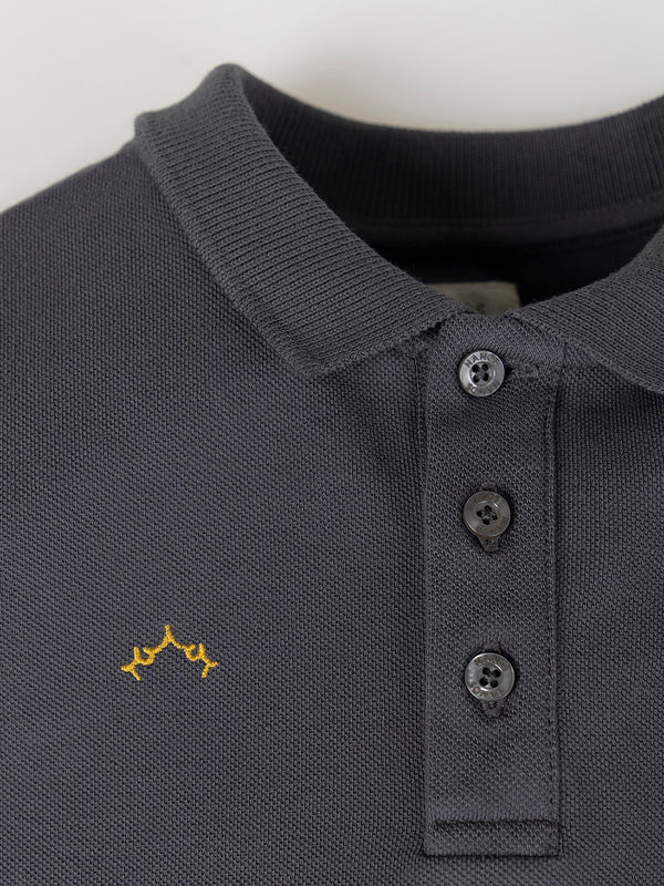 LONG SLEEVE POLO PATCH Nº3 ANTHRACITE