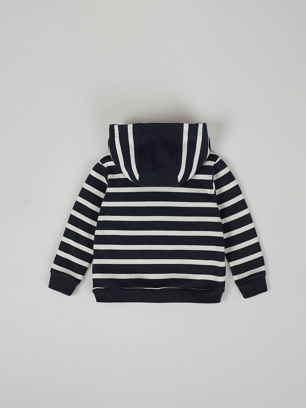 NAVY BLUE FISH PRINT NAVY STRIPED HOODIE