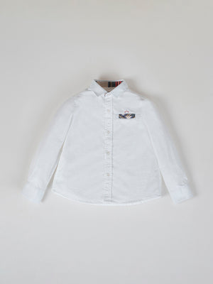 PURE WHITE PLAID POCKET SHIRT