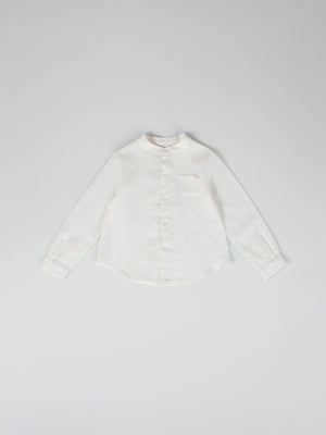 MAO COLLAR SHIRT WITH PURE WHITE POCKET