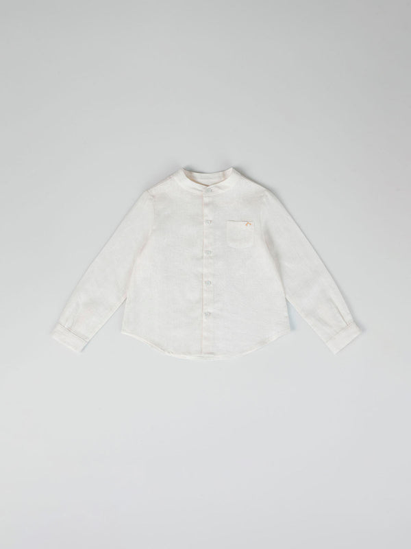 MAO COLLAR SHIRT WITH PURE WHITE POCKET