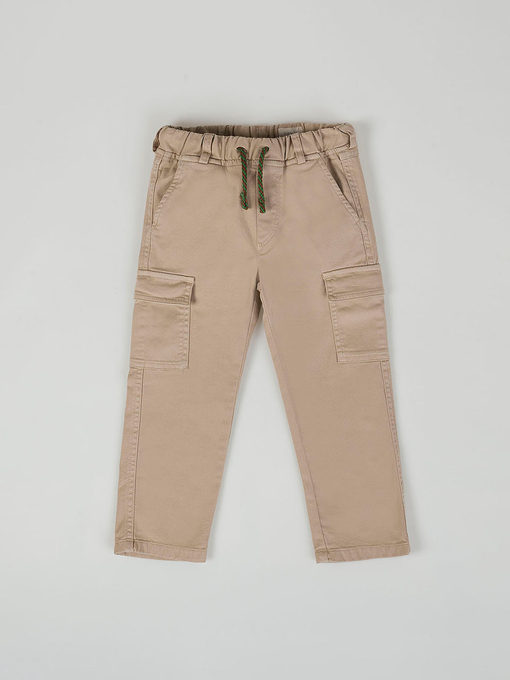 CARGO PANTS WITH BEIGE DRAWSTRING WAISTBAND