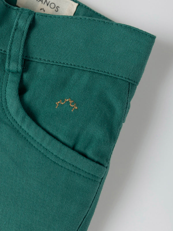 BOTTLE GREEN FIVE POCKET PANTS