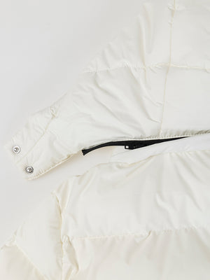 IVORY CONTRAST ZIPPER HOODED DOWN JACKET