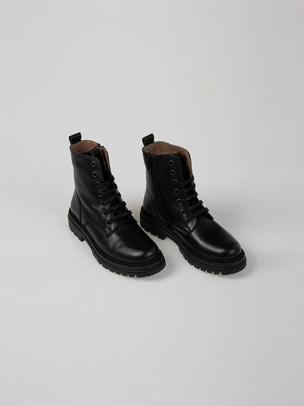 BLACK LEATHER HIGH-TOP BOOT