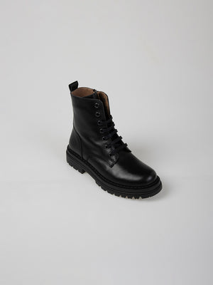 BLACK LEATHER HIGH-TOP BOOT