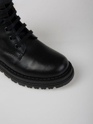 BLACK LEATHER HIGH-TOP BOOT