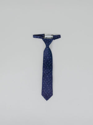 NAVY BLUE LETTERS SILK TIE