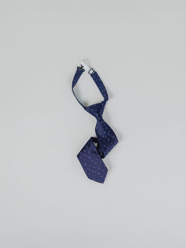 NAVY BLUE LETTERS SILK TIE