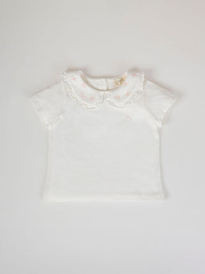 OFF-WHITE EMBROIDERED COLLAR COMBINED T-SHIRT