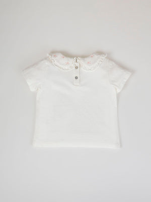 OFF-WHITE EMBROIDERED COLLAR COMBINED T-SHIRT