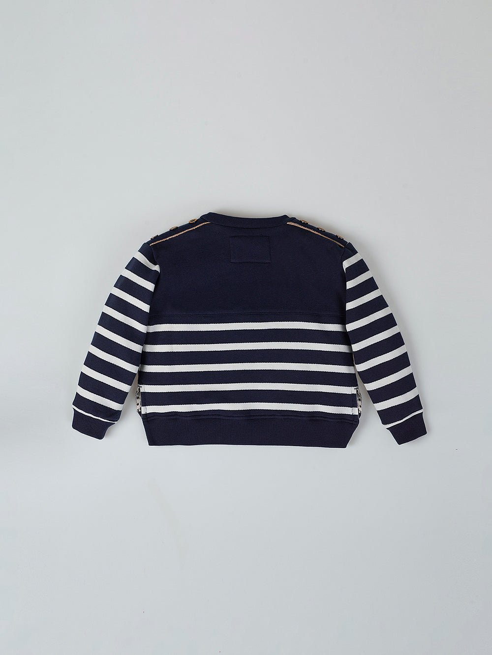 NAVY BLUE CONTRAST STRIPE SWEATSHIRT