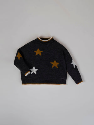 ANTHRACITE CONTRAST STAR INTARSIA JERSEY