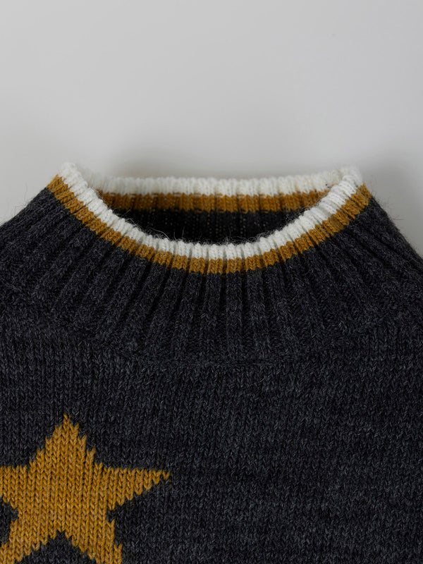 ANTHRACITE CONTRAST STAR INTARSIA JERSEY