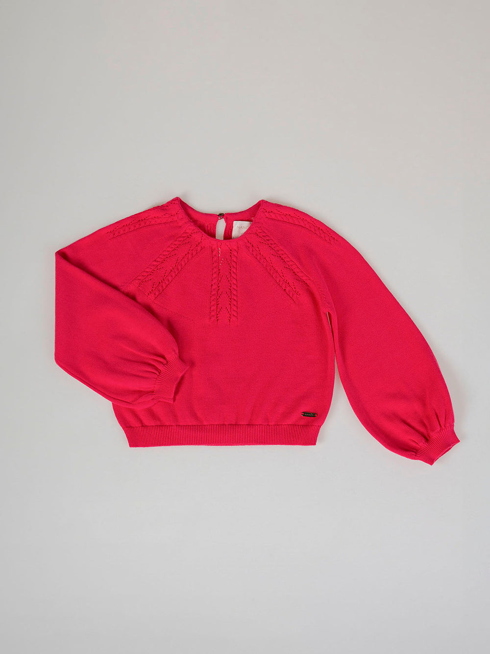 PINK COTTON YOKE KNITTED SWEATER